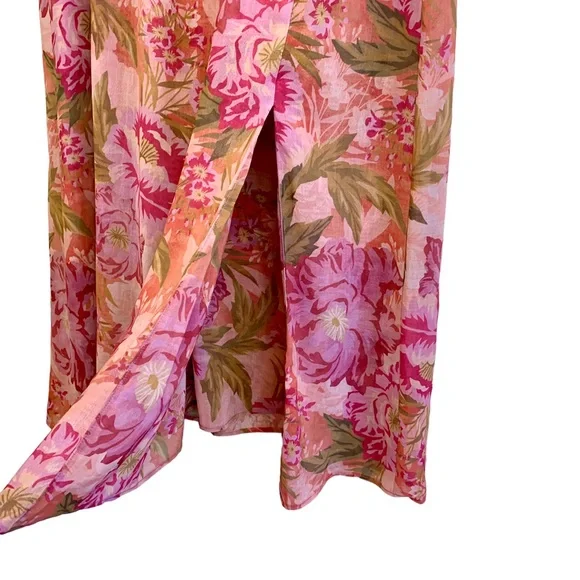 Show Me Your MuMu Verity Midi Dress Chiffon Garden Floral Pink Wedding Resort - Picture 7 of 16